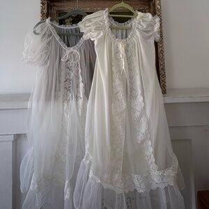 Vintage White and Cream Lace Slip & Robe